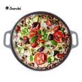 12-Zoll-Pre-seasoned Flat Gusseisen Pizza Pan mit Griff